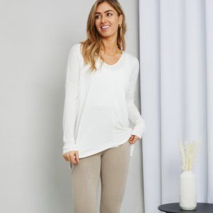 HYFVE Side Slit V-Neck Long Sleeve Top